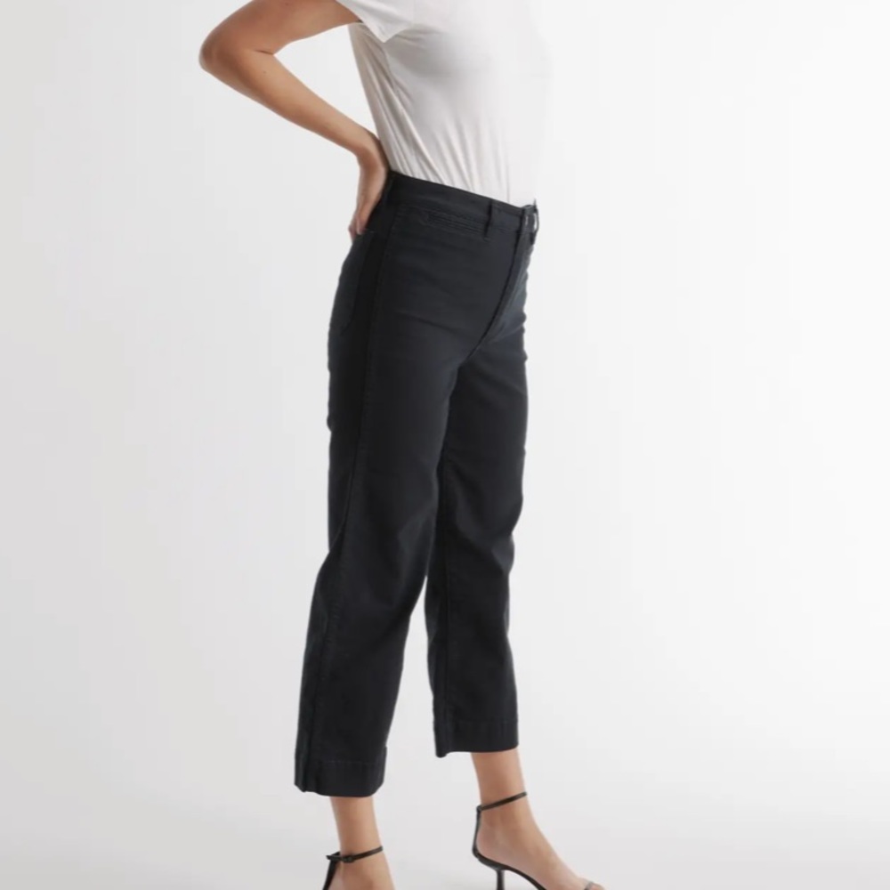 Stretch Cotton Twill Wide-Leg Crop Pant - Picture 6 of 13